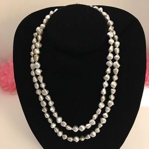 Vintage Baroque Silver Pearl Necklace